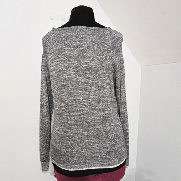 Joie Silver Metallic Raglan Sleeve Lightweight Pullover Boat Neck Knit Top - Picture 3 of 11
